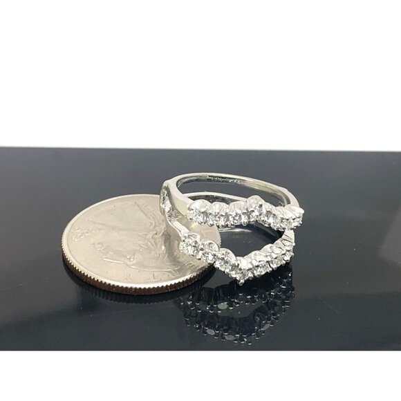 Engagement Ring Guard 14k White Gold Diamond Wedding Band Estate Jewelry Size 7 - Picture 12 of 14